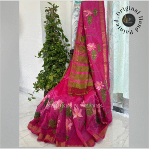 Home elegant hand painted mangalgiri silk saree