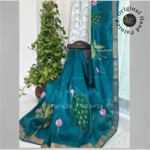 Home elegant hand painted mangalgiri silk saree