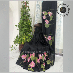 Home elegant hand painted mangalgiri silk saree
