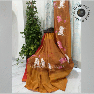 Home elegant hand painted mangalgiri silk saree
