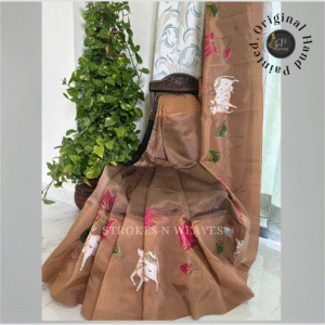 Home elegant hand painted mangalgiri silk saree