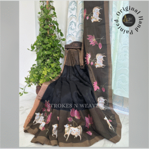 Home elegant hand painted mangalgiri silk saree